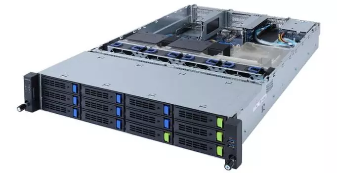 Серверная платформа 2U GIGABYTE R262-ZA2 SP3, 16*DDR4, 12*3.5" HDD/SSD HS, 2*2.5" SATA HS, M.2, 8*PCIE, 2*Glan, Mlan, VGA, 4*USB 3.0, 2*1600W
