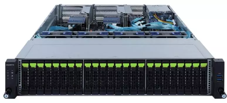 Серверная платформа 2U GIGABYTE R282-NO0 (2*LGA4189, C621A, 32*DDR4 (3200), 24*2.5" NVMe HS, 2*2.5" SATA/SAS HS, 5*PCIE, 2*Glan, Mlan, VGA, 4*USB 3.0,