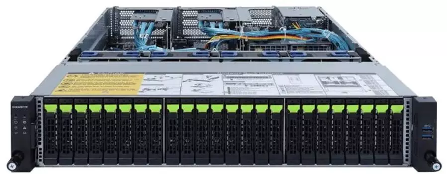 Серверная платформа 2U GIGABYTE R282-Z94 (2*SP3, 32*DDR4 (3200), 24*2.5" NVMe HS, 2*2.5" SATA/SAS HS, M.2, 7*PCIE, 2*Glan, Mlan, VGA, 4*USB 3.0, 2*160
