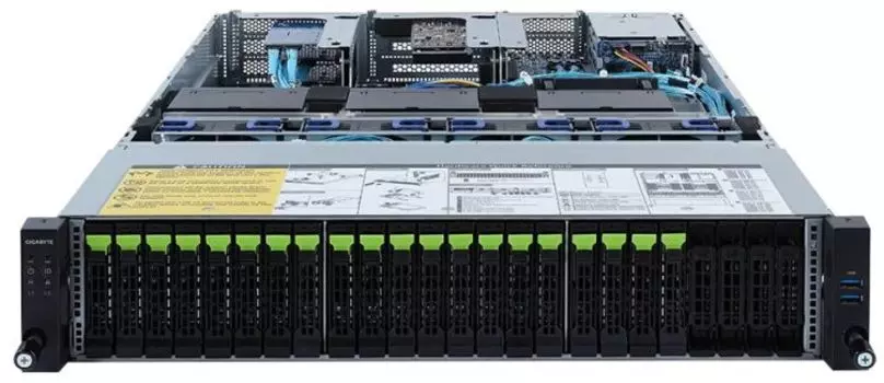 Серверная платформа 2U GIGABYTE R282-Z9G (SP3, 32*DDR4 (3200), 20*2.5" HDD/SSD HS, 2*2.5" HDD/SSD HS, M.2, PCIE, 2*Glan, Mlan, VGA, 4*USB 3.0, 2*1600W