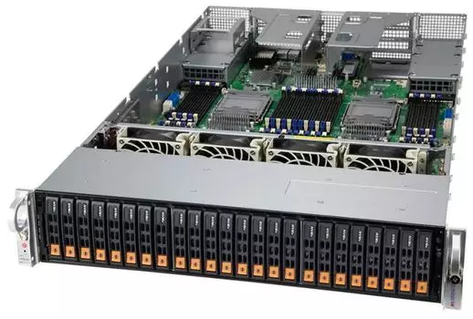 Серверная платформа 2U Supermicro SYS-240P-TNRT (4*LGA4189, C621, 48*DDR4(3200), 24*2.5" NVMe/SAS3/SATA3 HS, 2*M.2, 6*PCIE, 2*10Glan, 2*10Glan SFP+, 2