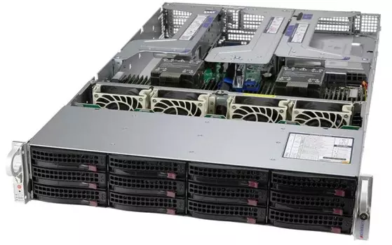 Серверная платформа 2U Supermicro SYS-620U-TNR 2*LGA4189, C621A, 32*DDR4(3200), 12*3.5" HS, 8*PCIE, 2*1200W, 2*USB 3.0, VGA, COM