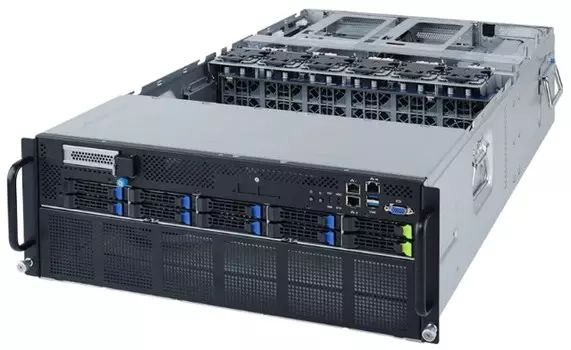 Серверная платформа 4U GIGABYTE G482-Z54 (2*SP3, 32*DDR4 (3200), 2*2,5" NVMe, 8*2,5" SATA, 9*PCIe, 2*2200W, 80+ Platinum, 2*USB 3.0, VGA)