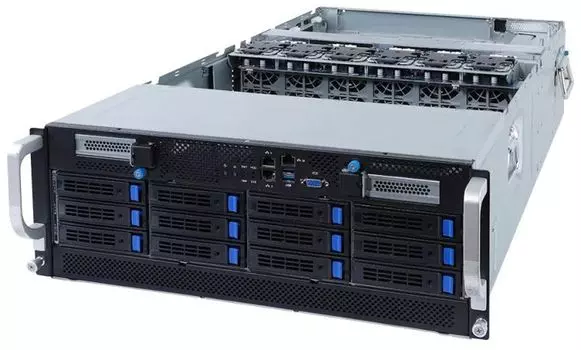 Серверная платформа 4U GIGABYTE G492-H80 (2*LGA4189, C621A, 32*DDR4 (3200), 12*3.5"/2.5" HDD/SSD HS, 8*PCIE, 2*10Glan, Mlan, VGA, 2*USB 3.0, 3*2200W)