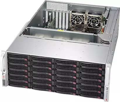 Серверная платформа 4U Supermicro SSG-640P-E1CR24H (2*LGA4189, C621A, 16*DDR4 (3200), 24*3.5" HS SATA3/SAS3, M.2 NVMe, 4*PCIE, 2*10Glan, IPMI lan, VGA