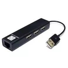 Сетевая карта 5bites UA2-45-06BK USB2.0,3*USB2.0,RJ45 100MB,black