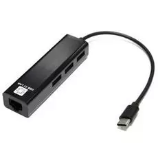 Сетевая карта 5bites UA3C-45-09BK USB3.1,3*USB2.0,RJ45 100MB,black