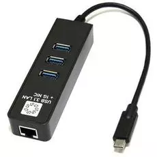 Сетевая карта 5bites UA3C-45-10BK USB3.1,3*USB3.0,RJ45 1G,black