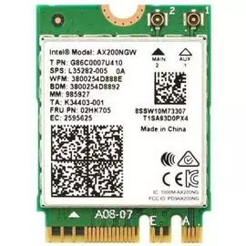 Сетевая карта Intel AX200.NGWG.DTK 999VGD Wi-Fi (802.11) Wi-Fi 6 (Gig+) Desktop Kit, AX200, 2230, 2x2 AX+BT, vPro