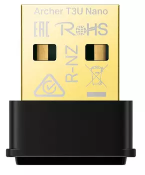 Сетевой адаптер TP-LINK Archer T3U Nano AC1300 Nano Dual Band Wi-Fi USB Adapter, 867 Mbps at 5 GHz + 400 Mbps at 2.4 GHz, USB 2.0, MU-MIMO