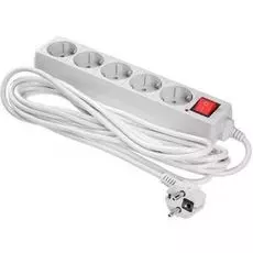 Сетевой фильтр Buro 500SL-5-G 5м (5 розеток) серый (пакет ПЭ)