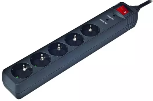 Сетевой фильтр Energenie SPG5-C-15 4.5 m 16А. черный, 5 розеток, выключатель