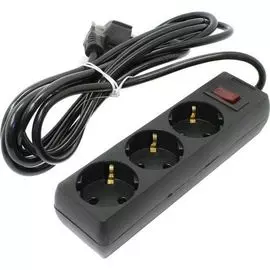 Сетевой фильтр Exegate SP-3-3B EX221179RUS 3 евророзетки с заземлением, 3м, защита от перегрузки, выключатель с подсветкой, черный