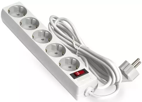 Сетевой фильтр Exegate SP-5-10W EX279182RUS 5 евророзеток с заземлением, 10м, защита от перегрузки, выключатель с подсветкой, белый