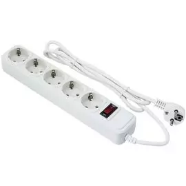 Сетевой фильтр Exegate SP-5-3W EX221187RUS 5 евророзетки с заземлением, 3м, защита от перегрузки, выключатель с подсветкой, белый