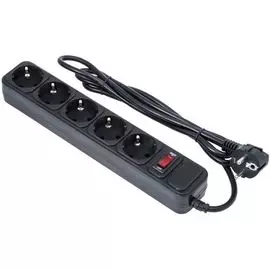 Сетевой фильтр Exegate SP-5-5B EX221188RUS 5 евророзетки с заземлением, 5м, защита от перегрузки, выключатель с подсветкой, черный