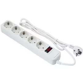 Сетевой фильтр Exegate SP-5-5W EX221190RUS 5 евророзетки с заземлением, 5м, защита от перегрузки, выключатель с подсветкой, белый
