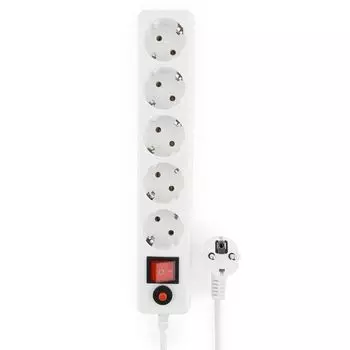 Сетевой фильтр Гарнизон ECL-5-W-1.4 5р, 10А, 1.4м, ур.защиты 4, белый, пакет