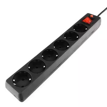 Сетевой фильтр Гарнизон ECL-6-B-1.8 6р, 10А, 1.8м, ур.защиты 4, черный, пакет