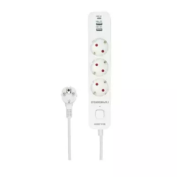 Сетевой фильтр Гарнизон EPS-3-CU2-W-2 2.0 Мультипорт 3р, 10А, 1xType-C PD, 2хUSB QC, 2м, ур.защиты 2+, белый, пак