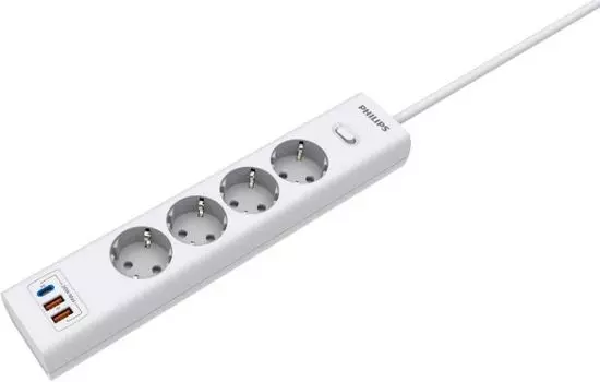 Сетевой фильтр Philips CHP4346WC/51 4 Розетки с USB PD/QC3.0 (5/9/12В) 20Вт кабель - 5M белый