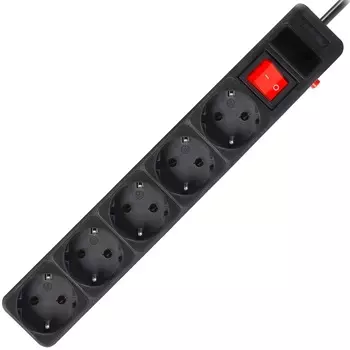 Сетевой фильтр SmartBuy SBSP-5-18-K 16А, 3500 Вт, 5 гнезд, с з/ш, земля, ПВС 3x1.0 мм, 1,8 м, черный (1/45)
