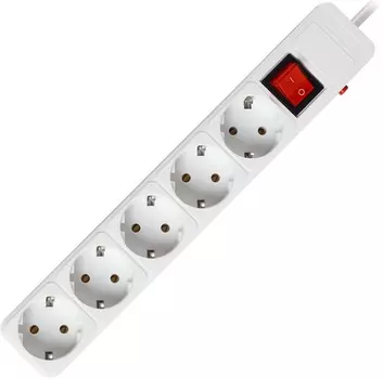 Сетевой фильтр SmartBuy SBSP-5-30-W 16А, 3500 Вт, 5 гнезд, с з/ш, земля, ПВС 3x1.0 мм, 3,0 м, белый (1/45)