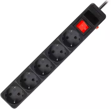 Сетевой фильтр SmartBuy SBSP-5-50-K 16А, 3500 Вт, 5 гнезд, с з/ш, земля, ПВС 3x1.0 мм, 5,0 м, черный (1/35)