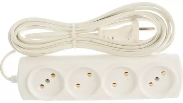 Сетевой фильтр VOLSTEN Р16-009 Si 4x5 5м, 6А, 1300Вт, ШВВП, белый