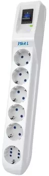 Сетевой фильтр ZIS Pilot L-6 GP 5M 6 розеток (5 евро + 1GP) 5 м white 1000708899