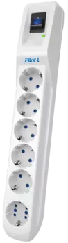 Сетевой фильтр ZIS Pilot L-6 GP 3M 6 розеток (5 евро + 1GP) 3 м white 1000708898