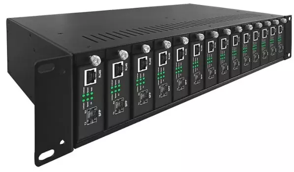 Шасси NST NS-MCB-14 для медиаконвертеров на 14 устройств.