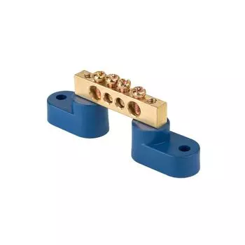 Шина EKF sn0-125-04-2 "0" N (8x12мм) 4 отв. латунь 2 синих угловых изолятора