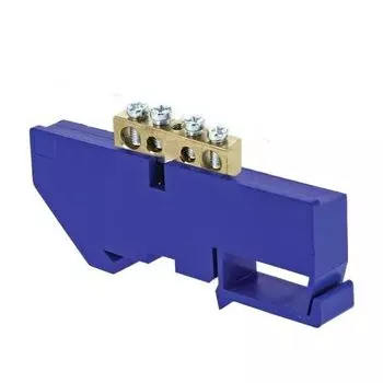 Шина EKF sn0-63-04-d "0" N (6x9мм) 4 отв. латунь синий изолятор на DIN-рейку