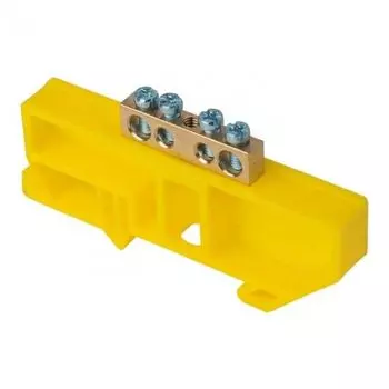 Шина EKF sn0-63-04-dz "0" N (6x9мм) 4 отв. латунь желтый изолятор на DIN-рейку