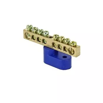 Шина EKF sn0-63-08-1 "0" N (6x9мм) 8 отв. латунь синий угловой изолятор