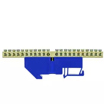 Шина EKF sn0-63-22-d "0" N (6x9мм) 22 отв. латунь синий изолятор на DIN-рейку