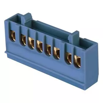 Шина EKF sn0-63-8-ib "0" N (6x9мм) 8 отв. латунь синий изолир. корп. на DIN-рейку