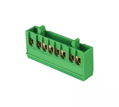 Шина EKF sn0-63-8-ig "0" PE (6x9мм) 8 отв. латунь зеленый изолир. корп. на DIN-рейку