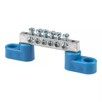 Шина EKF sn1-63-06-2 "0" N (6x9мм) 6 отв. цинк 2 синих угловых изолятора