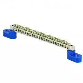 Шина EKF sn1-63-24-2 нулевая N 6х9 24 отвер. никель 2 син. угловых изолятора, PROxima