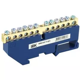 Шина IEK YNN10-69-12D-K07 ШНИ-6х9-12-Д-С нулевая на DIN-изолятор