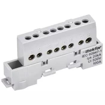 Шина L "фаза" IEK TF-NN10-08-KL-K03 TEKFOR изолированная на универсальном держателе 6х9-8-Ср