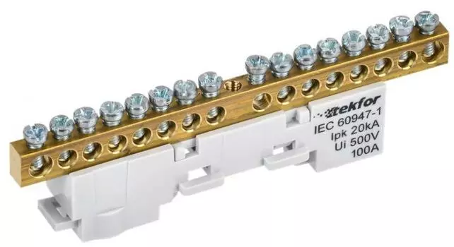 Шина L "фаза" IEK TF-NN10-16-DL-K03 TEKFOR неизолированная на универсальном держателе 6х9-16-Ср