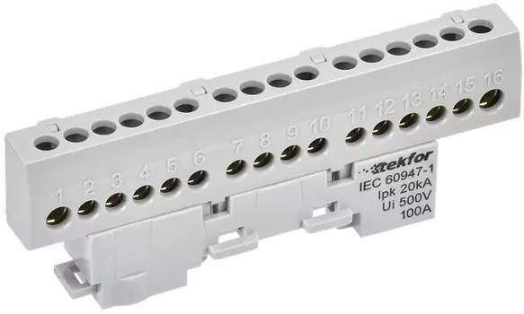 Шина L "фаза" IEK TF-NN10-16-KL-K03 TEKFOR изолированная на универсальном держателе 6х9-16-Ср