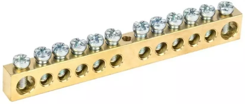 Шина IEK PEN 8х12мм 12/1 земля-ноль (12групп/креп по цент) (YNN20-12-100)