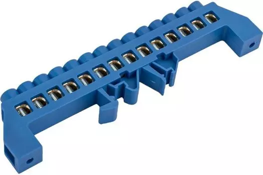 Шина Rexant 11-2319 «N» нулевая в комбинированном синем изоляторе на DIN-рейку 8x12 мм 14 групп