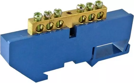 Шина TDM SQ0801-0026 "N" нулевая с изолятором на DIN-рейку 6x9мм стойка бол. 6 групп (упак. 20 шт)