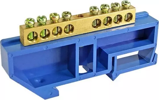 Шина TDM SQ0801-0027 "N" нулевая с изолятором на DIN-рейку 6x9мм стойка бол. 8 групп (упак. 20 шт)