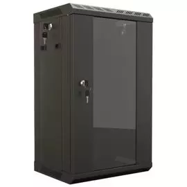 Шкаф Hyperline TDB-9U-GP-RAL9004 настенный 10'', 9U, 499,5х390х300, уст. размер 254 мм, со стеклянной дверью, открывающиеся стенки, возможность устано